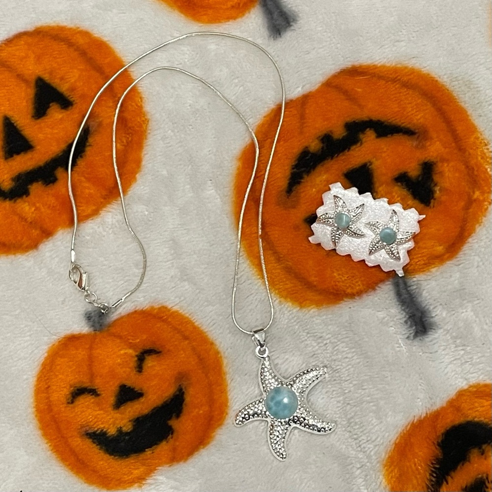Beautiful Starfish Necklace and Earrings Set.